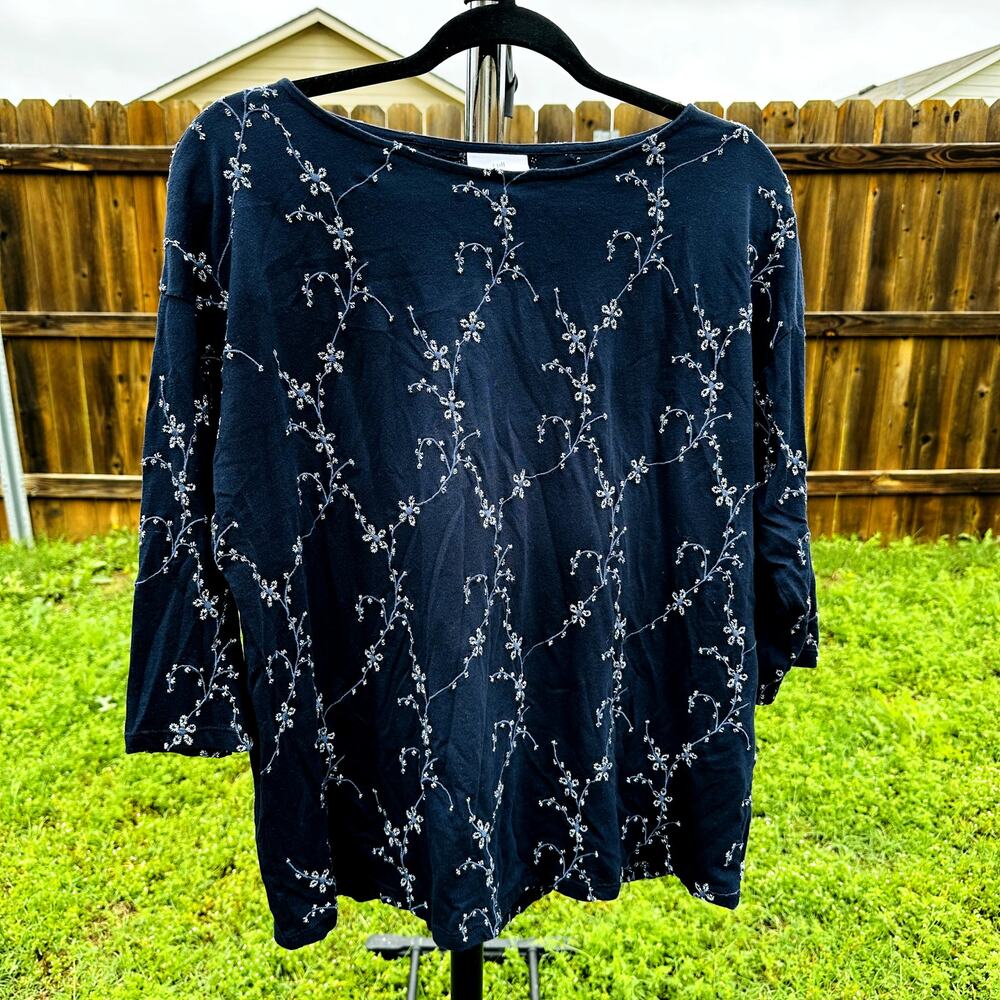 J.Jill Navy Blue Blouse Small